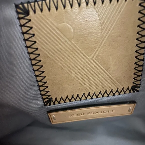 REED KRAKOFF Beige with Black Trimmed Leather "Boxer" Tote Bag. - Picture 11 of 16